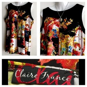 CLAIRE  FRANCE Colorful Stretch Sleeveless Top!!!  Size 12